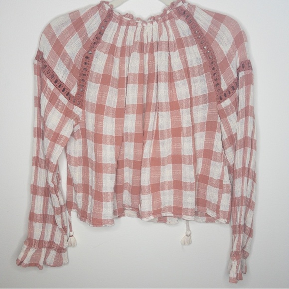 Free People Honey Grove Plaid Peasant Long Sleeve Blouse - Picture 8 of 10